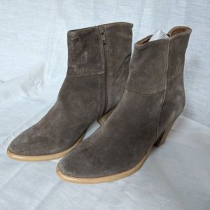 Garnet Hill Taupe suede ankle boot